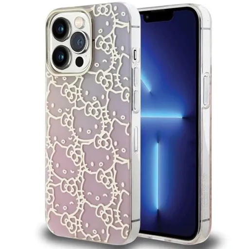 Hello Kitty IML Színátmenetes Aranyozott Hello Kitty Fejes Tok iPhone 14 Pro-hoz - Rózsaszín