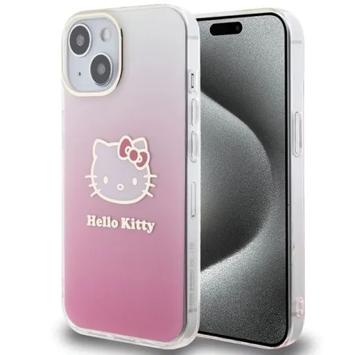 Hello Kitty IML Gradient Electrop Kitty Head tok iPhone 15 - rózsaszín