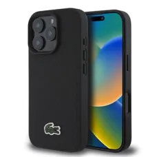 Lacoste Iconic Petit Pique Szövött Logós MagSafe tok iPhone 16 Pro Max Fekete