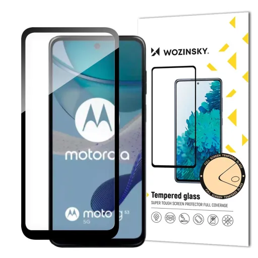 Tartós Wozinsky Teljes Ragasztású Edzett Üveg Motorola G53 teljes képernyős kerettel - Fekete üvegfólia