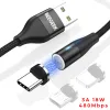 BeeGeek AM60 USB kábel 1M 3A 18W QC 3.0 gyorstöltés USB-C, Type-C mágneses fejjel, 1m fekete - 0. kép