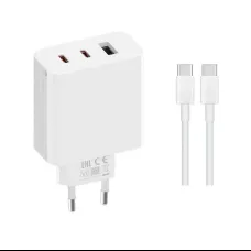 Xiaomi 2C1A (2xUSB-C,1xUSB-A) 65W GaN utazó töltő Fehér (Szervizcsomag)