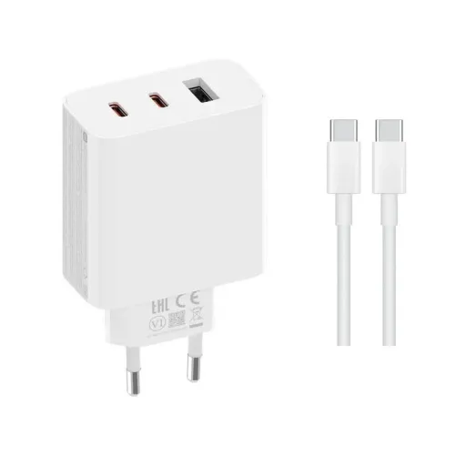 Xiaomi 2C1A (2xUSB-C,1xUSB-A) 65W GaN utazó töltő Fehér (Szervizcsomag)