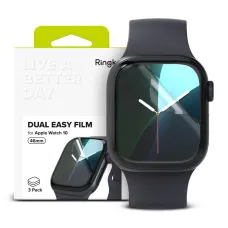 RINGKE DUAL EASY KIJELZŐVÉDŐ FÓLIA 3-AS CSOMAG APPLE WATCH 10 (46 MM) ÁTLÁTSZÓ ÜVEGFÓLIA