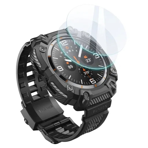 SUPCASE IBLSN ARMORBOX & TEMPERED GLASS 2-PACK SAMSUNG GALAXY WATCH ULTRA (47 MM) FEKETE, tok és üvegfólia