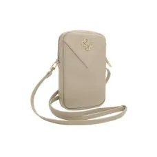 Guess PU Grained 4G Metal Logo Wallet Phone Bag Zipper Gold