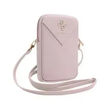 Guess PU Grained 4G Metal Logo Wallet Phone Bag Zipper Pink tok