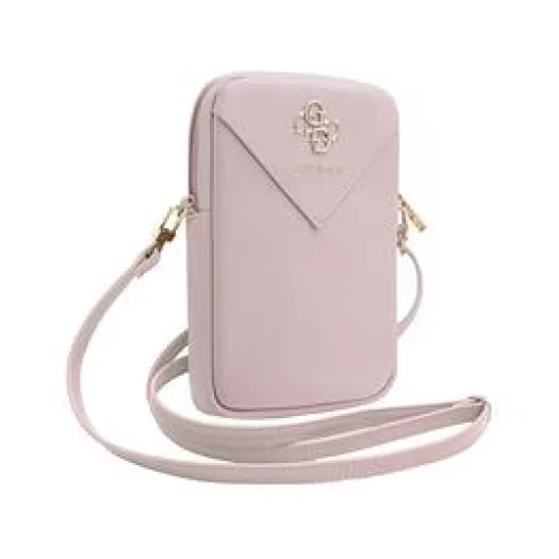 Guess PU Grained 4G Metal Logo Wallet Phone Bag Zipper Pink tok