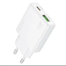 Borofone fali töltő BN24 Wish - USB + Type C - PD QC 3.0 20W fehér