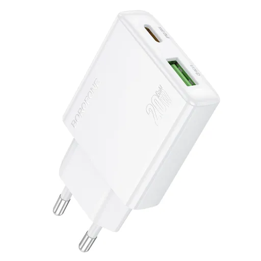 Borofone fali töltő BN24 Wish - USB + Type C - PD QC 3.0 20W fehér