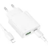 Borofone fali töltő BN25 Wish - USB + Type-C - PD QC 3.0 30W Type-C to Lightning kábellel fehér - 1. kép