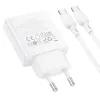 Borofone fali töltő BN25 Wish - USB + Type C - PD QC 3.0 30W Type C - Type C kábellel fehér - 3. kép