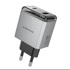 Borofone Hálózati töltő BN20 Lena - USB + Type C - PD 35W szürke