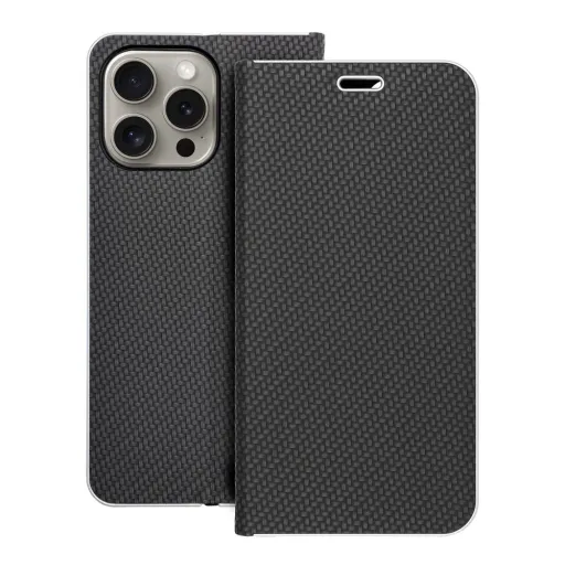 LUNA fliptok Carbon iPhone 15 Pro Max tok fekete
