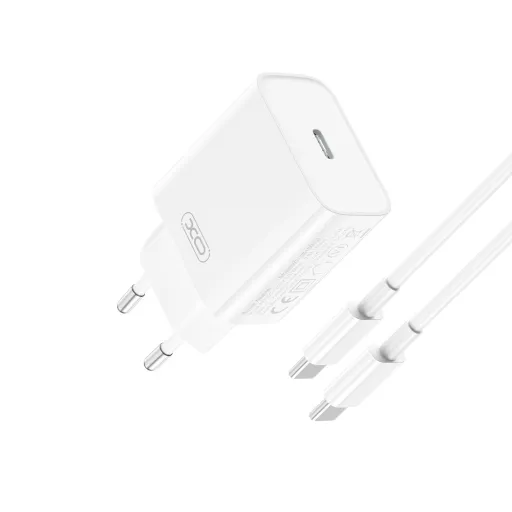 XO fali töltő CE15 PD 20W 1x USB-C fehér + USB-C - USB-C kábel