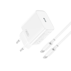 XO fali töltő CE15 PD 20W 1x USB-C fehér + USB-C - USB-C kábel, hálózati telefontöltő