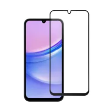 Edzett üveg Blue Star - Samsung Galaxy A15 5G teljes felület (teljes ragasztóval, kerettel/kis méret) - fekete üvegfólia