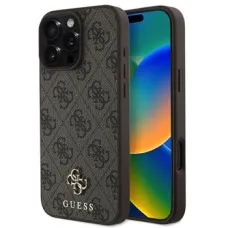 Guess PU 4G Small Metal Logo MagSafe tok iPhone 16 Pro Max Barna