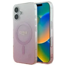 Guess IML Csillogó Átmenetes MagSafe iPhone 16 Plus tok - Rózsaszín