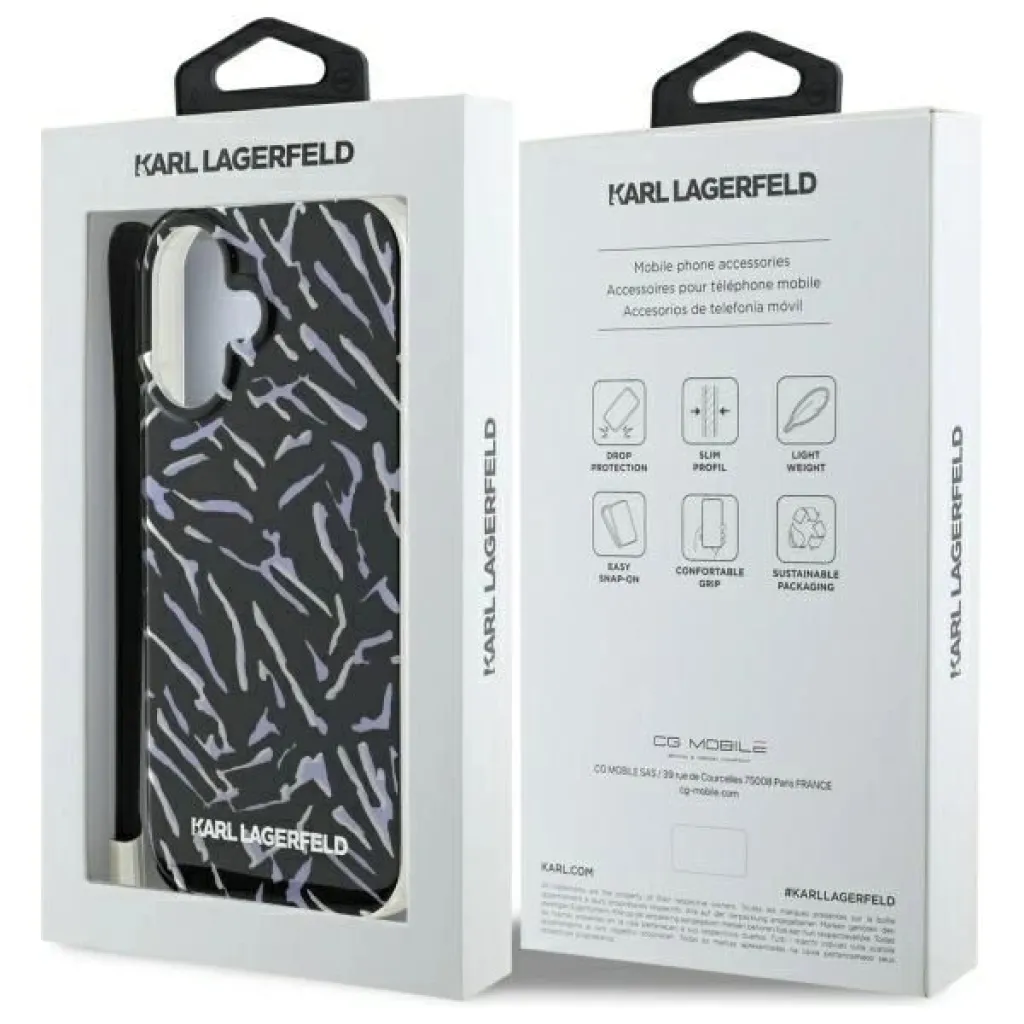  iPhone 16 Plus Lila Karl Lagerfeld Zebra zsinóros tok - 7