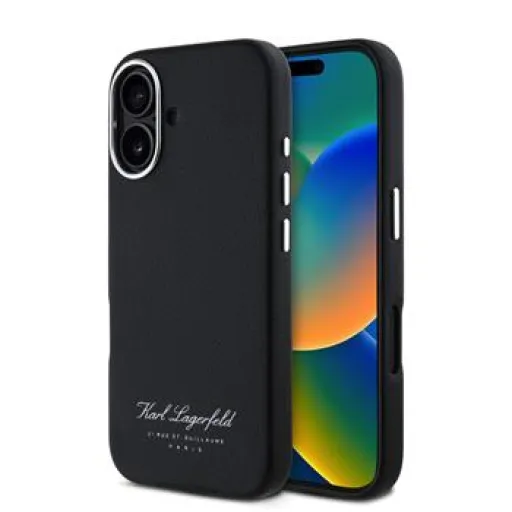 Karl Lagerfeld Grained PU Hotel RSG iPhone 16 tok fekete