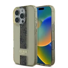 Guess IML Middle 4G Stripe tok iPhone 16 Pro számára Barna