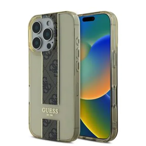 Guess IML Middle 4G Stripe tok iPhone 16 Pro Max barna