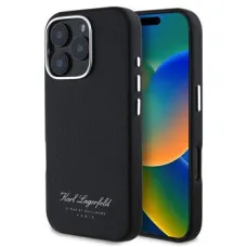 Karl Lagerfeld Grained PU Hotel RSG tok iPhone 16 Pro Max Fekete