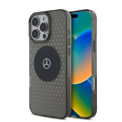 Mercedes PC/TPU Csillagmintás MagSafe tok iPhone 16 Pro fekete tok