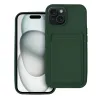 Kártyatartós szilikon tok iPhone 15 zöld tok - 0. kép