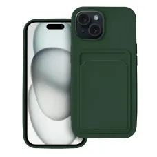 Kártyatartós szilikon tok iPhone 15 zöld tok