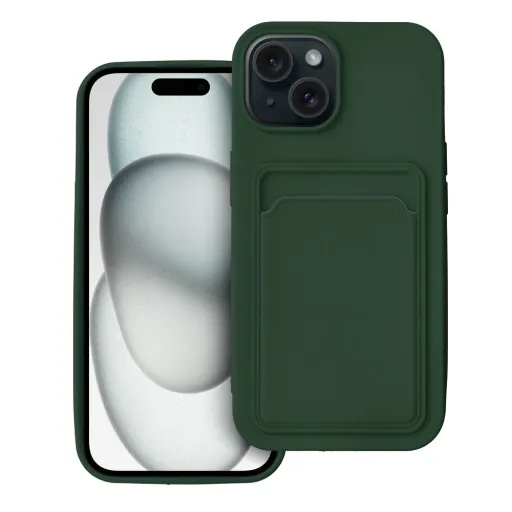 Kártyatartós szilikon tok iPhone 15 zöld tok Kártyatartós szilikon tok iPhone 15 zöld tok