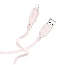 Borofone Cable BX94 Crystal color - USB to Lightning - 2,4A 1 metre light pink