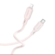 Borofone Kábel BX94 Crystal color - Type C to Lightning - PD 20W 1 méter világos rózsaszín