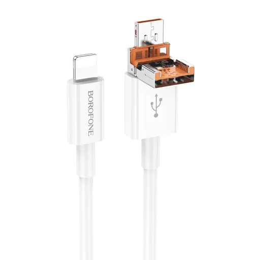 Borofone Kábel BX102 Winner - USB + Type C - Lightning - PD 27W 1 méter fehér