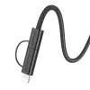 Borofone Cable BX104 Primo - USB Type C - Type C + Lightning - 60W 3A 1 méter fekete - 0. kép