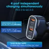 VEGER autós töltő 2 x USB A + 2 x Type C PD QC 3A 66W CC53-2A2C fekete - 0. kép