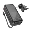 HOCO powerbank 10 000 mAh beépített EU / US aljzattal és Type C + Lightning kábelekkel QC PD 3A 22,5W J126 fekete - 0. kép
