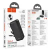 HOCO powerbank 10 000 mAh beépített EU / US aljzattal és Type C + Lightning kábelekkel QC PD 3A 22,5W J126 fekete - 2. kép