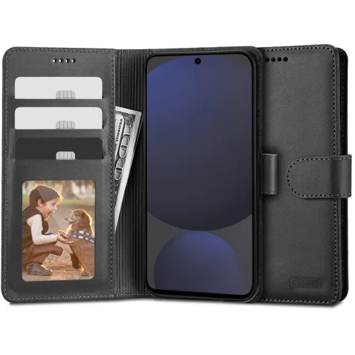 Tech-Protect Wallet Galaxy S24 FE fekete tok, fliptok