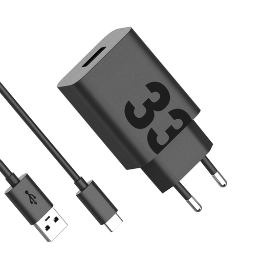 Motorola TurboPower Utazó Töltő USB-A 33W USB-C Kábellel Fekete