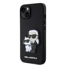 Karl Lagerfeld PU Saffiano Karl és Choupette tok iPhone 13-hoz Fekete