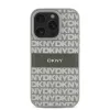 DKNY PU Bőr Ismétlődő Minta Tonális Csík Tok iPhone 16 Pro Maxhoz Bézs tok - 0. kép