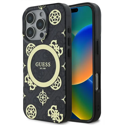 Guess IML 4G Peony MagSafe tok iPhone 16 Pro Max fekete tok