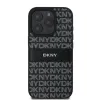 DKNY PU bőr ismétlődő minta tónusos csík tok iPhone 16 Pro Max fekete tok - 0. kép