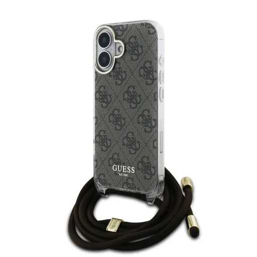 Guess IML 4G Nyomott Crossbody Pántos tok iPhone 16 Barna