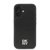 DKNY PU Bőr Ismétlődő Minta Stack Logo MagSafe tok iPhone 16 Plus Fekete Tok - 0. kép