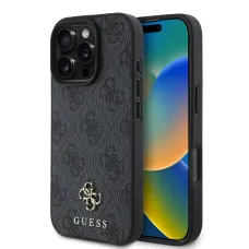 Guess PU 4G Small Metal Logo MagSafe tok iPhone 16 Pro Max szürke tok