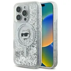 Karl Lagerfeld Liquid Glitter Choupette Head Magsafe iPhone 16 Pro tok - Átlátszó