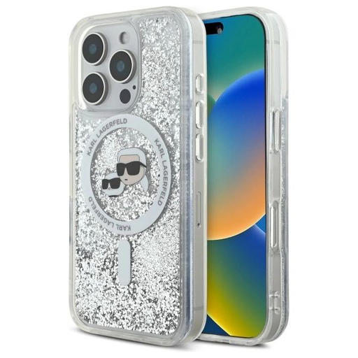 Karl Lagerfeld Liquid Glitter Karl & Choupette Head Magsafe iPhone 16 Pro tok Karl Lagerfeld Liquid Glitter Karl & Choupette Head Magsafe iPhone 16 Pro tok